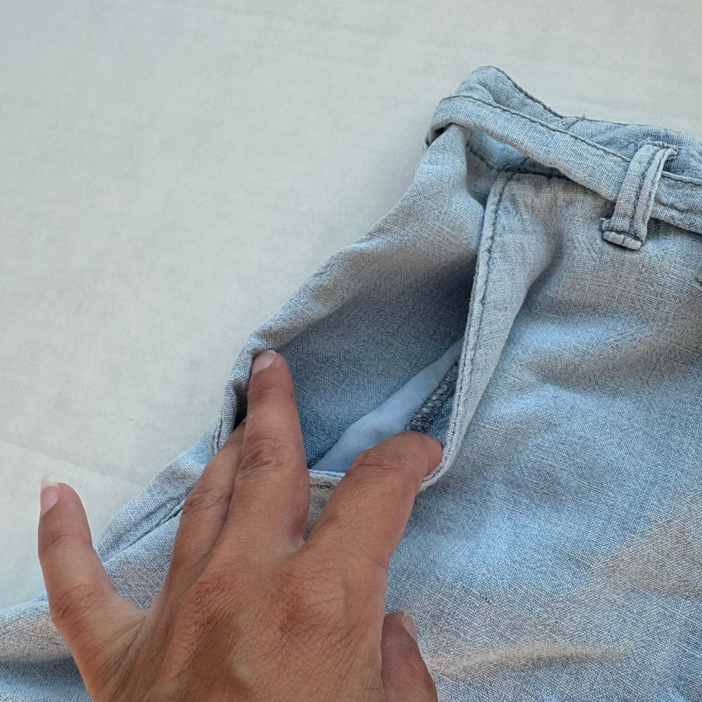 Women's Abercrombie & Fitch linen Light Blue High Waist Shorts S - Picture 3 of 13